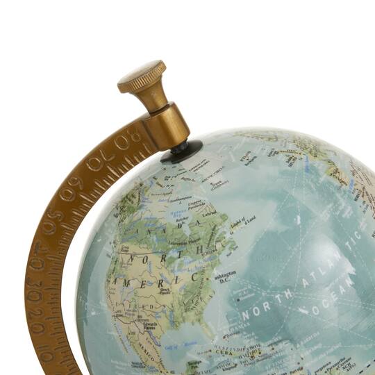 16" Blue Ceramic & Metal Coastal Globe